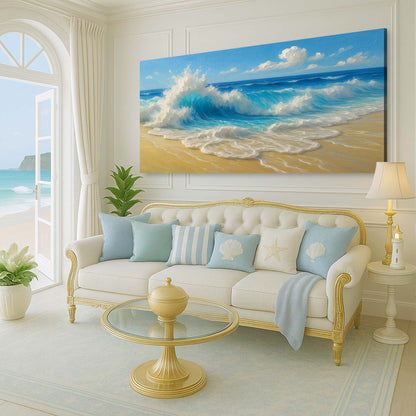 Serene Ocean Wave Coastal Wall Art V canvas blue waves Tailored Canvases on Tampa Home & Garden Store
