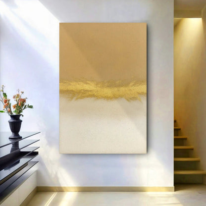 Minimalist White And Gold Wall Art canvas with gold metallic finish by Tailored Canvases on Tampa Home & Garden Store