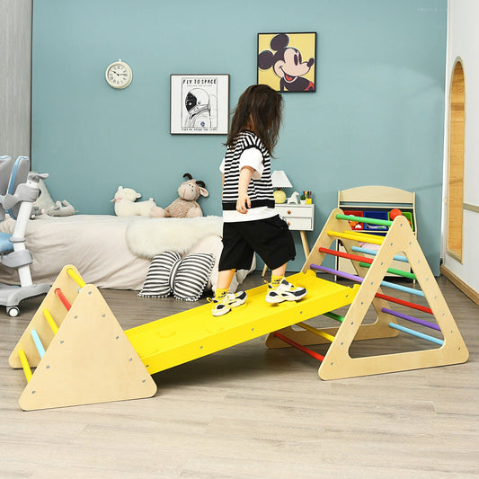 3 in 1 Wooden Set of 2 Triangle Climber with Ramp for Slid - Tampa Home & Garden Store