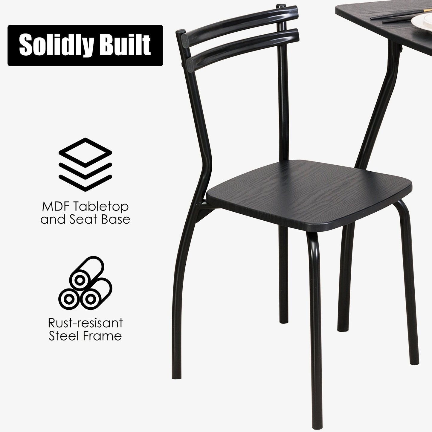 Juego de comedor de 5 piezas con 4 sillas y respaldos