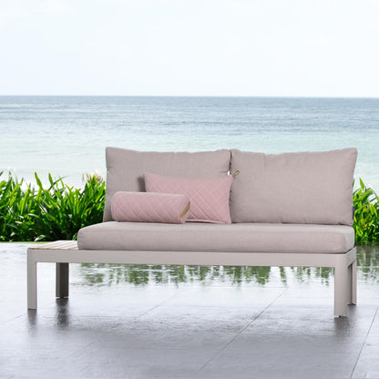 Portals Light C-Shape outdoor sofa with gray cushions and pink pillows LifestyleGarden US on Tampa Home & Garden Store