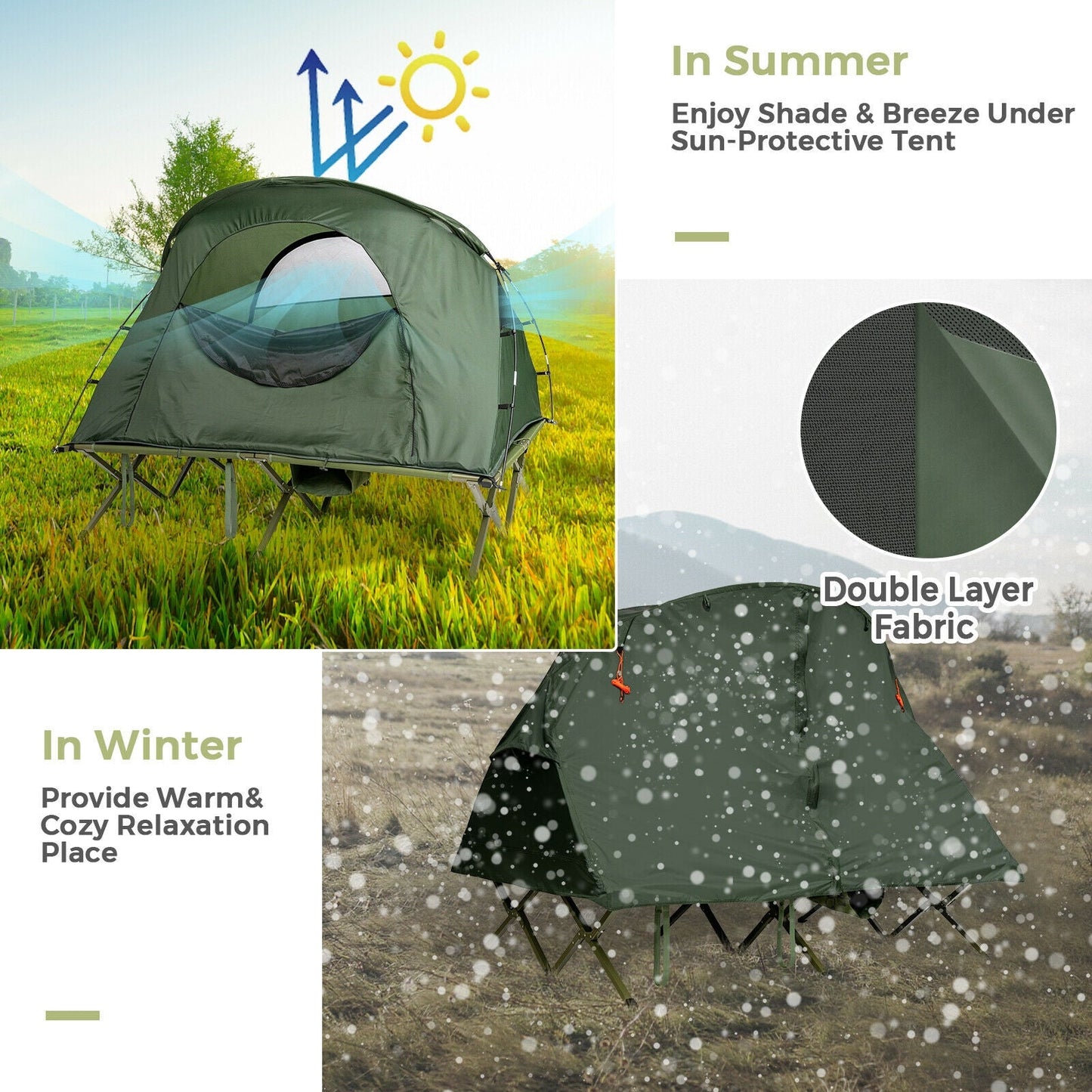 GemGear 2-Person Outdoor Camping Tent with External Cover, dark green fabric on Tampa Home & Garden Store