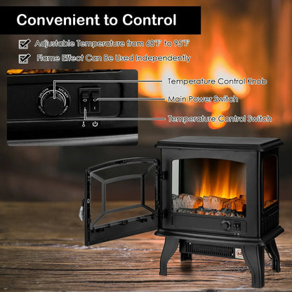 Freestanding Electric Heater with Dancing Flame