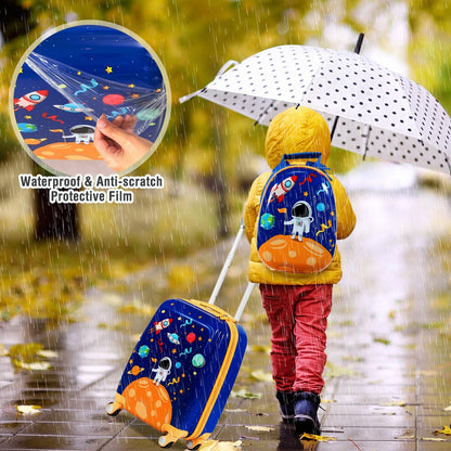 GemGear 2pc kids luggage set blue space print rolling suitcase and backpack for travel on Tampa Home & Garden Store