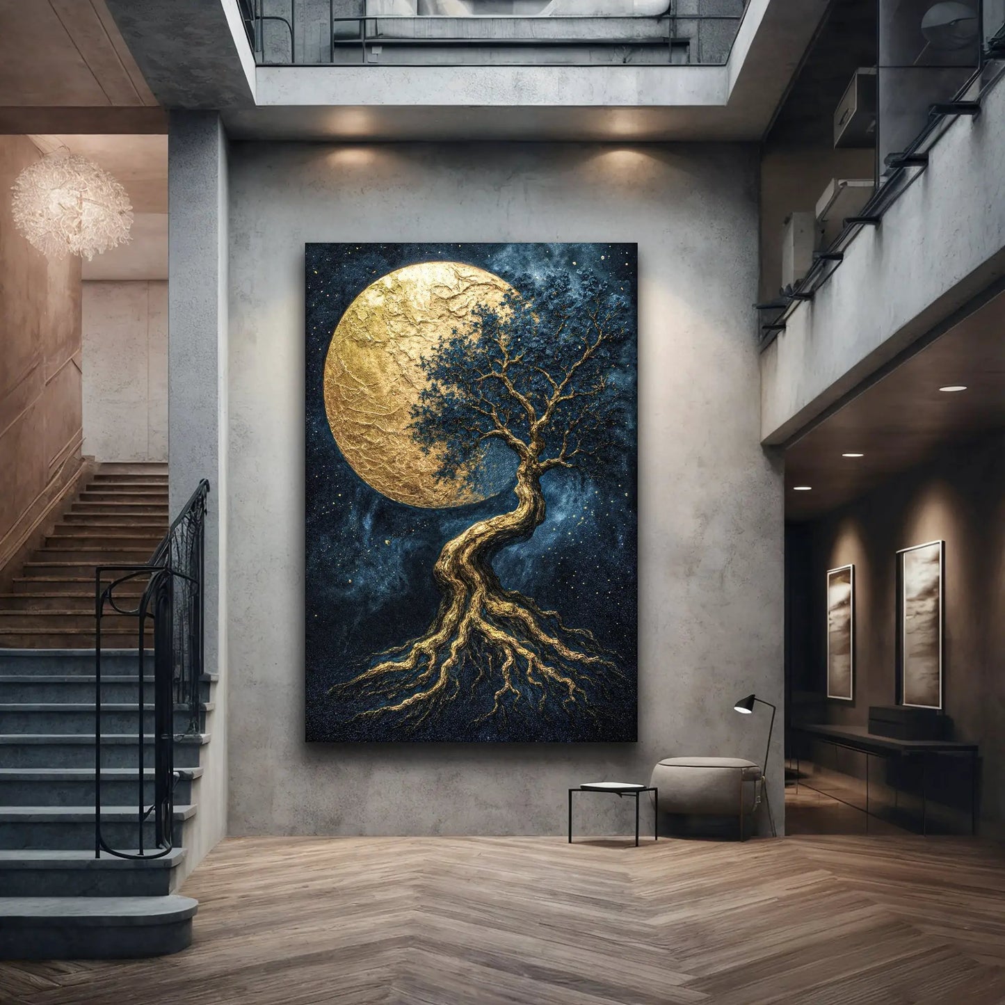 Lunar Tree of Life canvas wall art Tailored Canvases crafting canvas gold tree on navy backdrop on Tampa Home & Garden Store