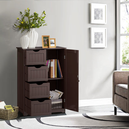 Mueble de madera para interior de pie con 4 cajones - Marrón