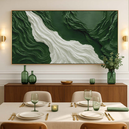 Green Rivers Abstract Wall Art canvas by Tailored Canvases with flowing green and white texture on Tampa Home & Garden Store