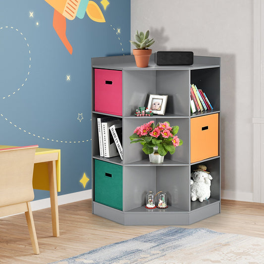 3-Tier Kids Storage Shelf Corner Cabinet with 3 Baskets - Tampa Home & Garden Store
