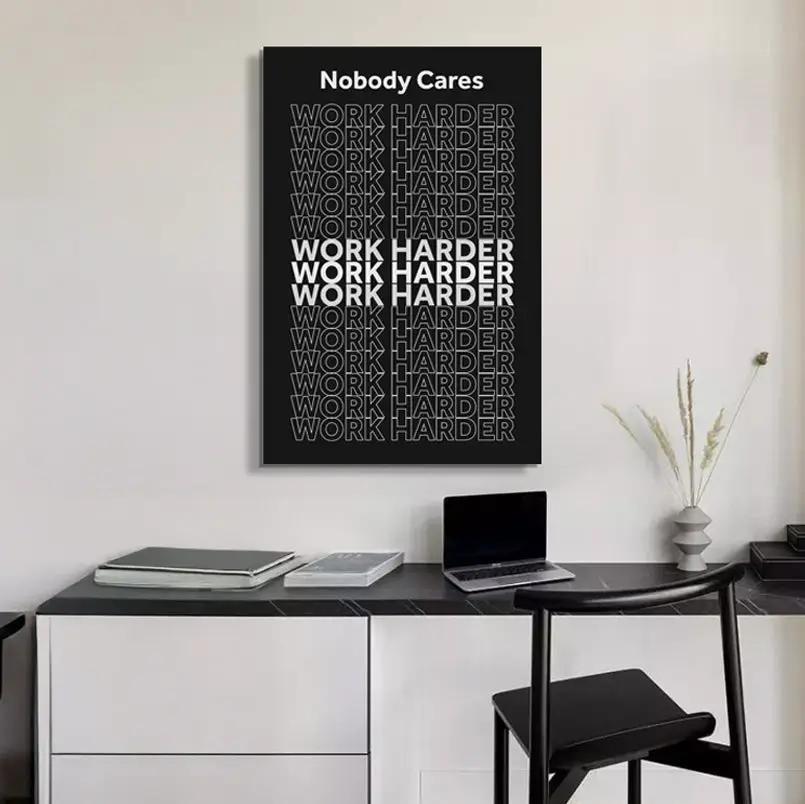 Work Harder Motivational Wall Sign canvas in black with white text by Tailored Canvases on Tampa Home & Garden Store