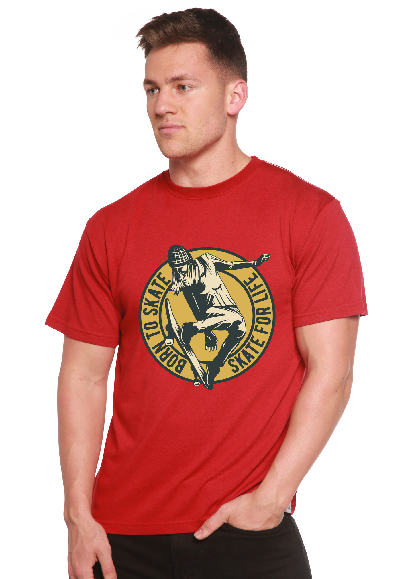Spun Bamboo Skate For Life graphic tee red bamboo viscose/organic cotton with skate artwork on Tampa Home & Garden Store