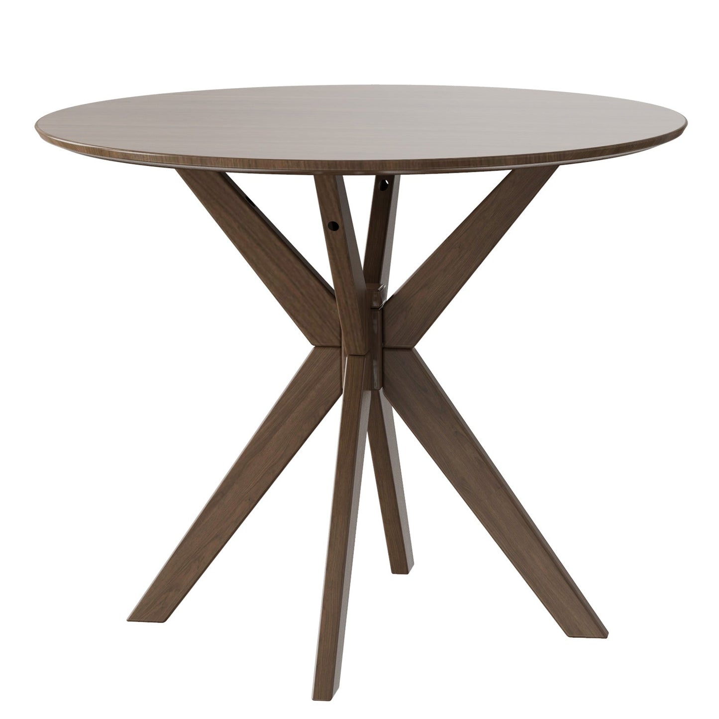 Mesa de comedor redonda de madera de 36 pulgadas con base de pedestal entrelazada