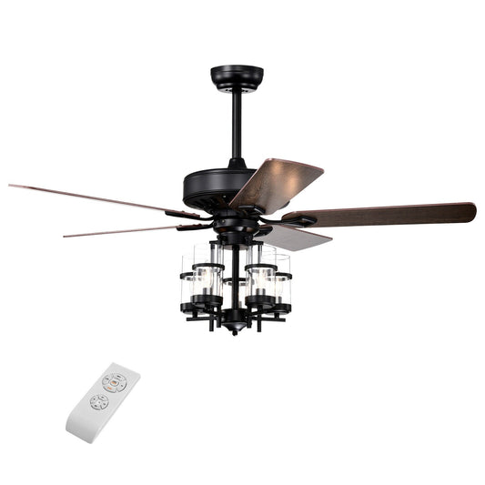 50 Inch Noiseless Ceiling Fan Light with Explosion-proof Glass Lampshades-Black - Tampa Home & Garden Store