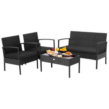 4-Piece DirectDeals patio rattan set with black cushions on Tampa Home & Garden Store