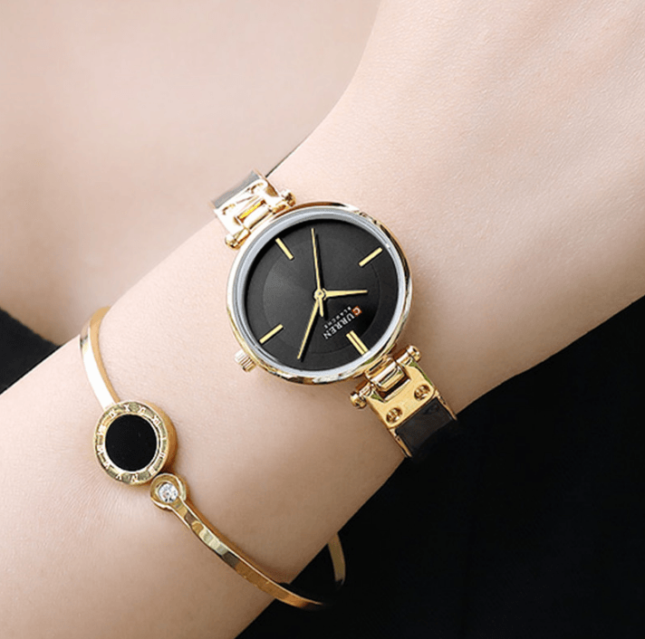 Womens Stevvex stainless steel watch with ceramic marble bracelet, black dial, two bracelets on Tampa Home & Garden Store