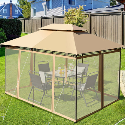 10 Feet x 13 Feet Tent Canopy Shelter with Removable Netting Sidewall-Tan