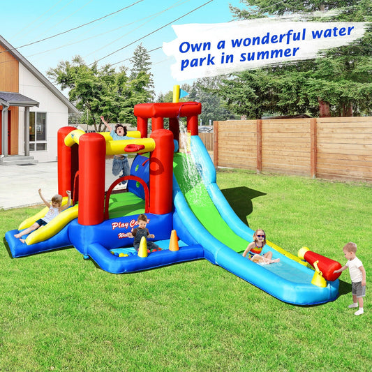 9-in-1 Inflatable Kids Water Slide Bounce House with 860W Blower - Tampa Home & Garden Store