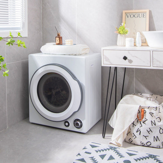 Compact Electric Tumble Laundry Dryer with Stainless Steel Tub-White - Tampa Home & Garden Store