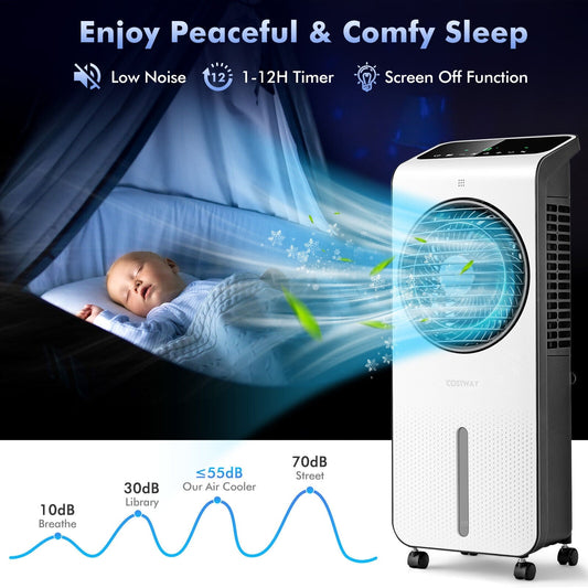 3-in-1 Evaporative Air Cooler with 12H Timer Remote-White - Tampa Home & Garden Store
