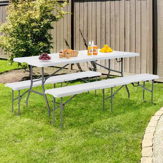 6 Feet Portable Picnic Folding Bench 550 lbs Limited with Carrying Handle - Tampa Home & Garden Store