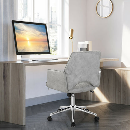 Silla de oficina de ocio con respaldo medio hueco ajustable con apoyabrazos - Gris