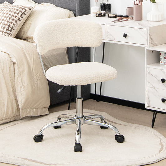 Computer Desk Chair Adjustable Sherpa Office Chair Swivel Vanity Chair-White - Tampa Home & Garden Store
