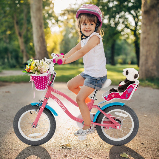 Kids Bicycle with Training Wheels and Basket for Boys and Girls Age 3-9 Years-14 inches - Tampa Home & Garden Store