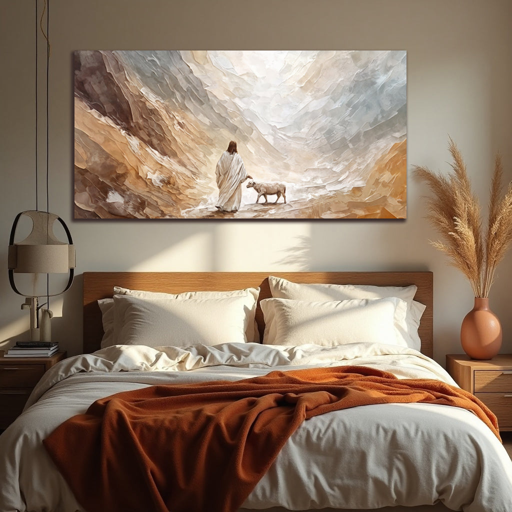 Shepherd’s Path Faith canvas by Tailored Canvases in a warm beige rocky canyon scene on Tampa Home & Garden Store