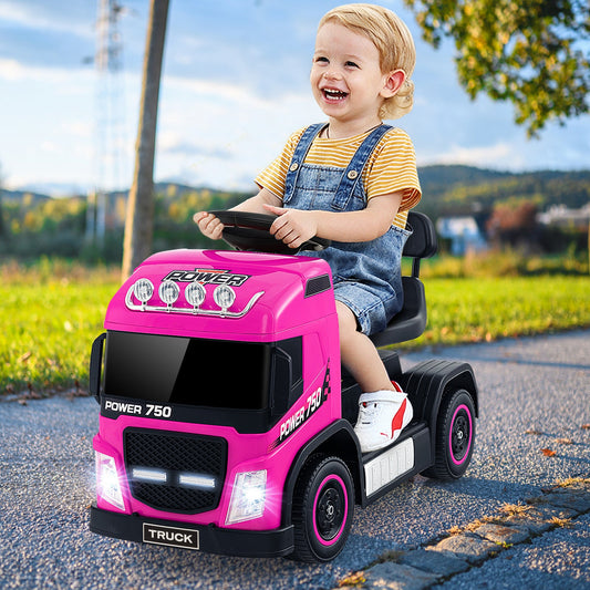 6V Kids Electric Ride-on Truck with Height Adjustable Seat-Pink - Tampa Home & Garden Store