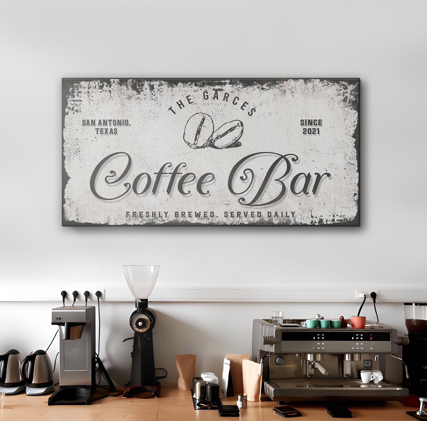 Coffee Bar Sign IV canvas by Tailored Canvases with coffee bean Crafting Canvas on Tampa Home & Garden Store