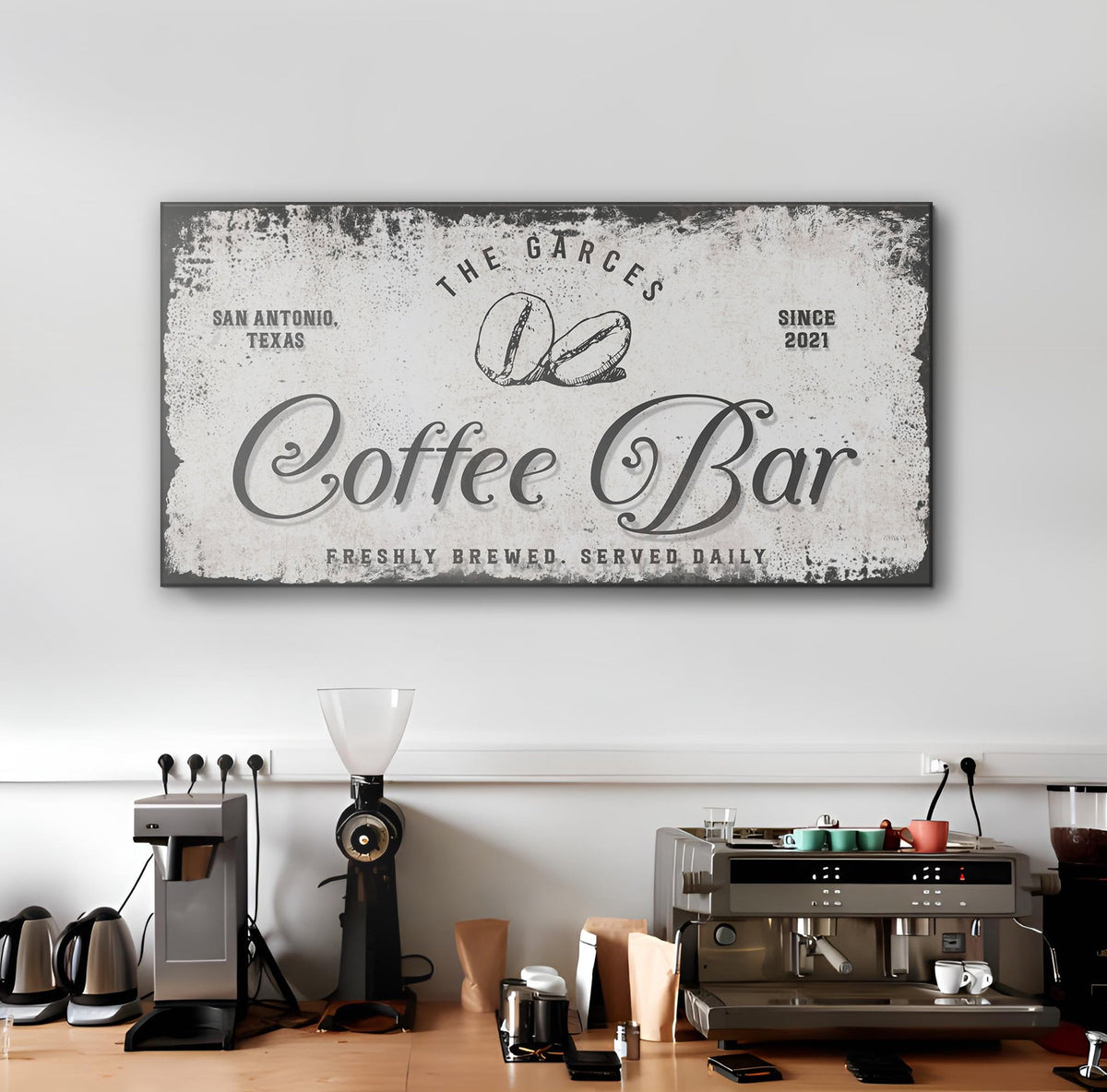 Coffee Bar Sign IV canvas by Tailored Canvases with coffee bean Crafting Canvas on Tampa Home & Garden Store