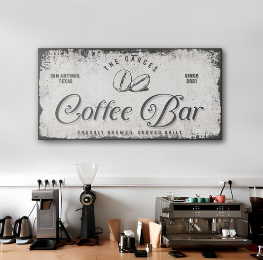 Coffee Bar Sign IV canvas by Tailored Canvases with coffee bean Crafting Canvas on Tampa Home & Garden Store