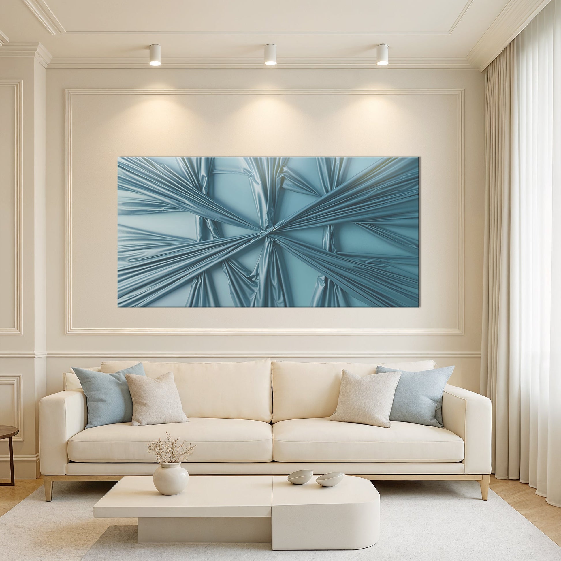 Modern Abstract Minimalist Wall Art V canvas blue teal Tailored Canvases Crafting Canvas on Tampa Home & Garden Store