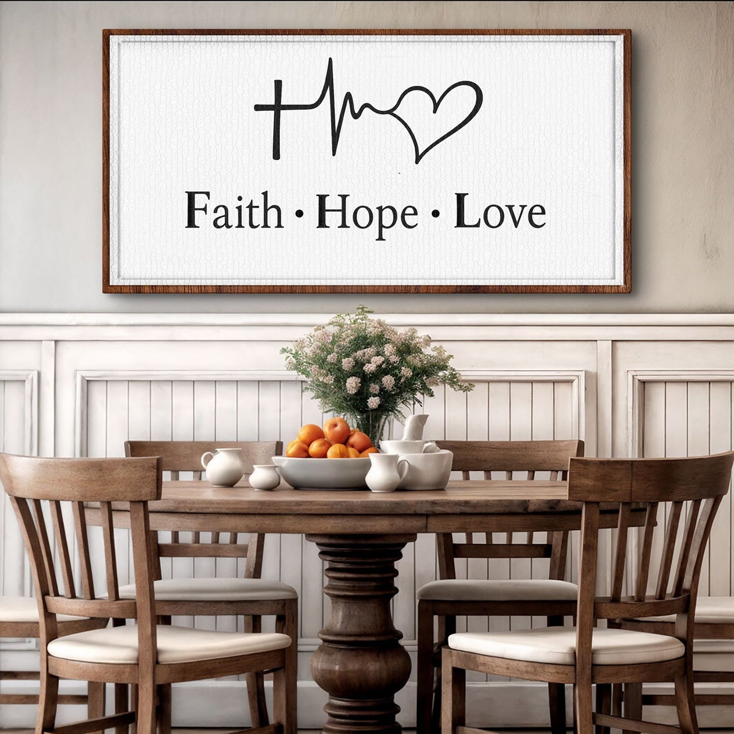 Faith, Hope, Love Faith Wall Art canvas by Tailored Canvases; black typography with heart motif on Tampa Home & Garden Store