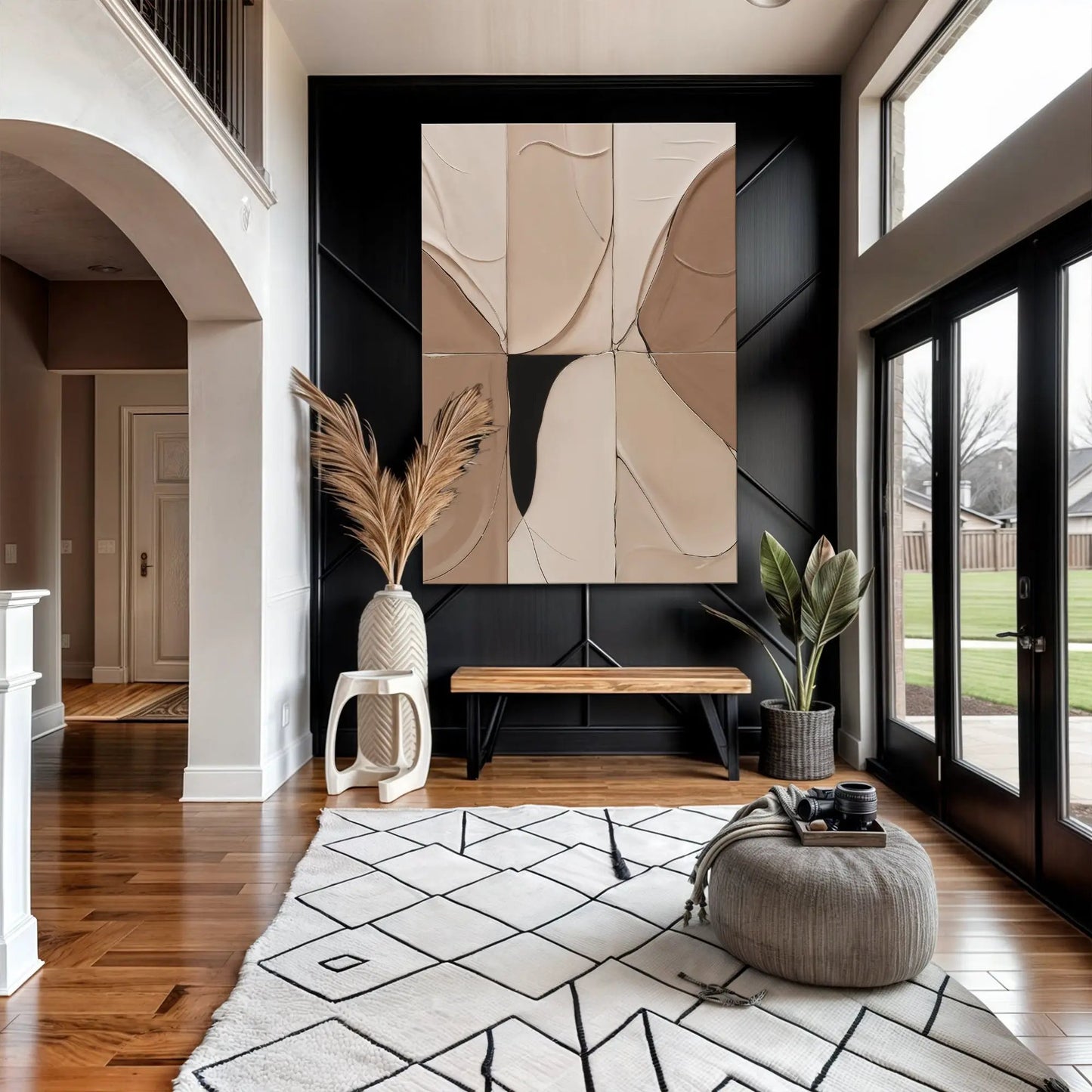 Neutral Abstract Boho Wall Art canvas in beige cream tones by Tailored Canvases on Tampa Home & Garden Store