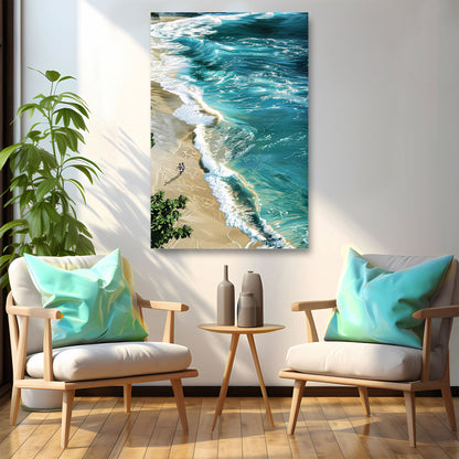 Beachfront Painting II canvas by Tailored Canvases; turquoise waves and sandy shore on Tampa Home & Garden Store