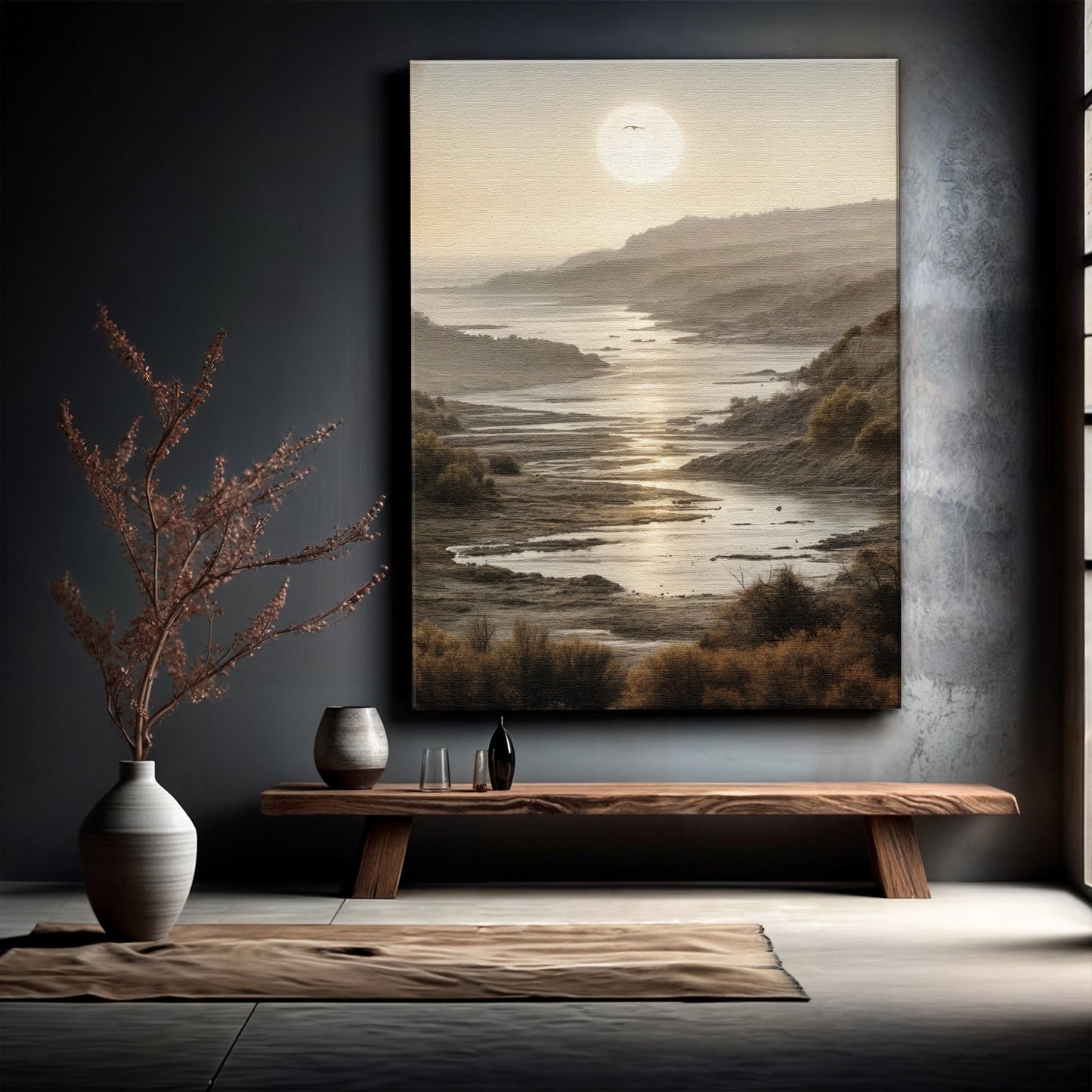 Misty Shores Coastal Impasto Wall Art canvas Tailored Canvases sepia coast with textured surf on Tampa Home & Garden Store