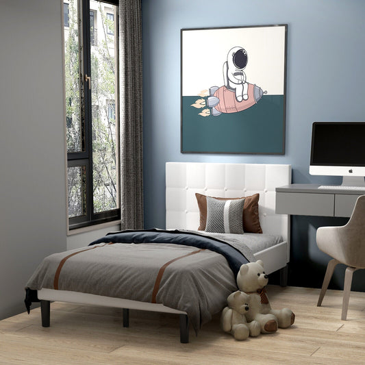Platform Bed with Button Tufted Headboard-Beige - Tampa Home & Garden Store