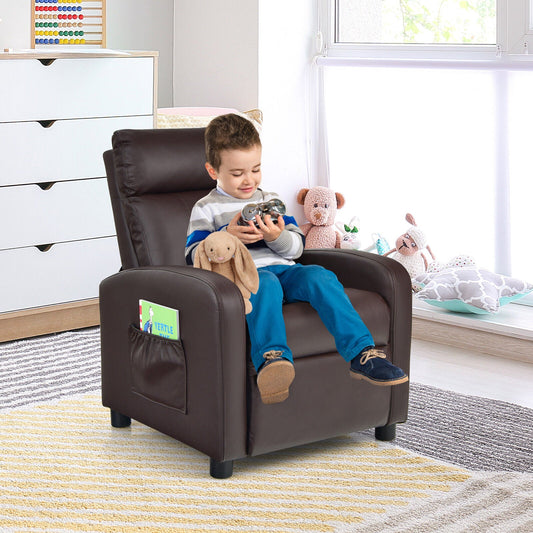 Ergonomic PU Leather Kids Recliner Lounge Sofa for 3-12 Age Group - Tampa Home & Garden Store