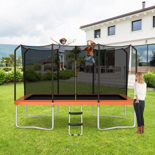 8 x 14 Feet Rectangular Recreational Trampoline with Safety Enclosure Net and Ladder - Tampa Home & Garden Store