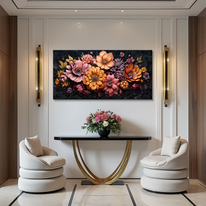 Canvas Colorful Floral Realistic Wall Art Tailored Canvases, vibrant bouquet on dark background on Tampa Home & Garden Store