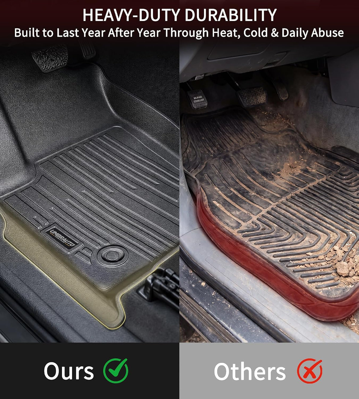 Umbrauto all weather floor mats for Toyota Tacoma double cab 2016–2023 front & rear, TPE custom fit on Tampa Home & Garden Store