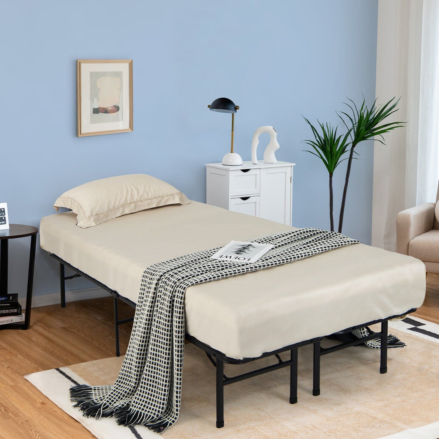 Base de cama plegable de plataforma de acero, tamaño Queen/King, para niños y adultos - Tamaño King