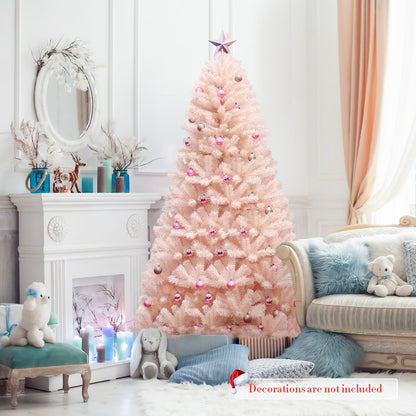 6/7 Feet Artificial Christmas Tree Hinged Full Fir Tree pastel pink DirectDeals on Tampa Home & Garden Store