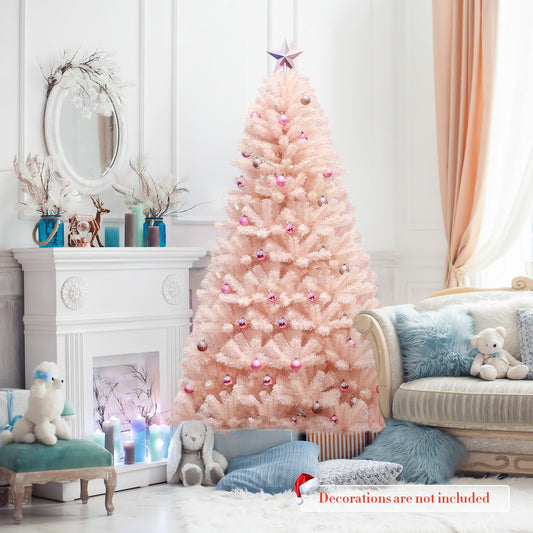 6/7 Feet Artificial Christmas Tree Hinged Full Fir Tree pastel pink DirectDeals on Tampa Home & Garden Store