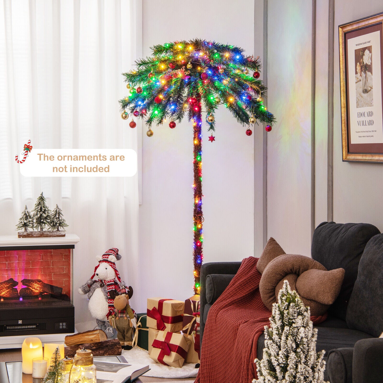 6 ft pre-lit artificial tropical Christmas palm tree with 210 multicolor lights on Tampa Home & Garden Store