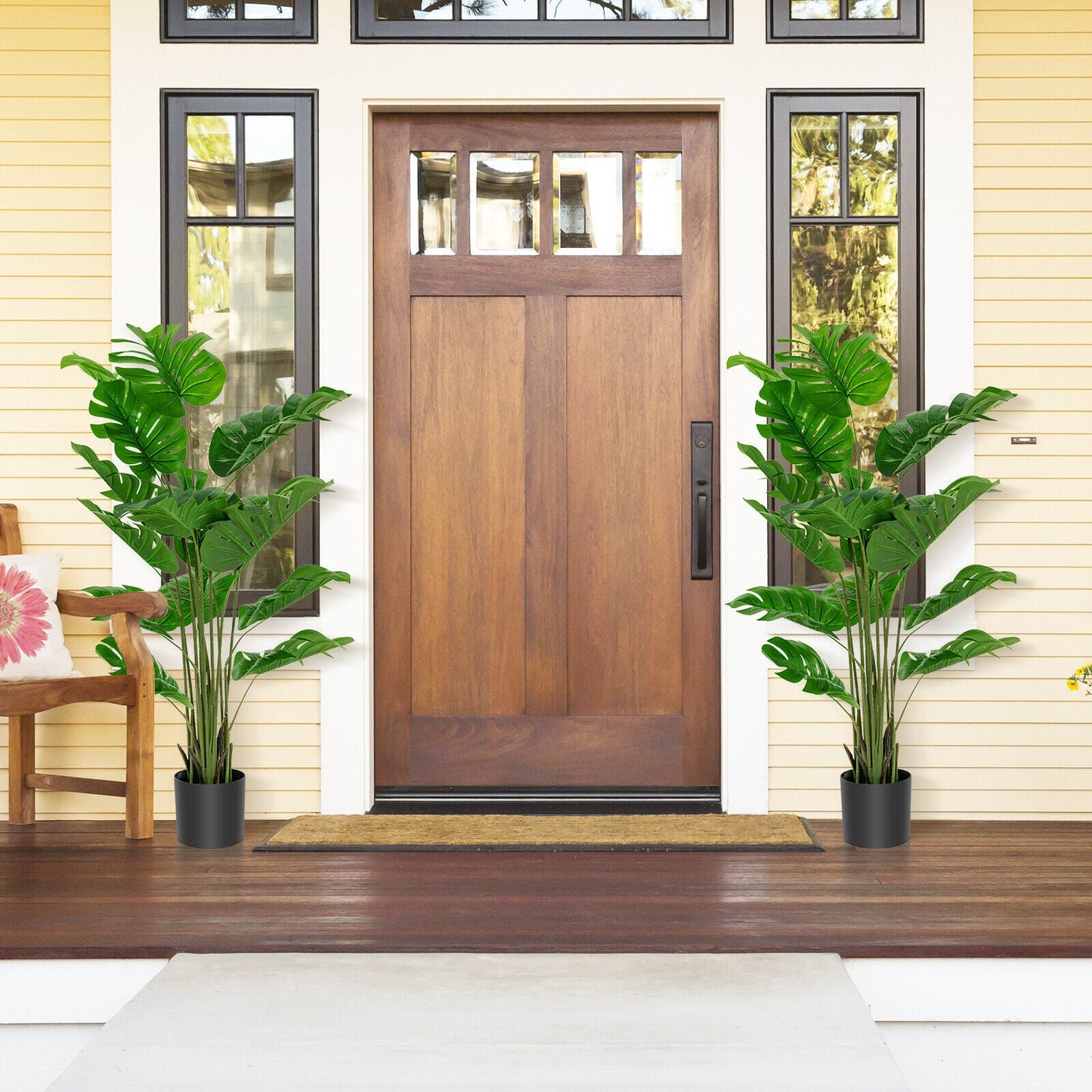 Juego de 2 Árboles Artificiales de Monstera de 1,5 Metros