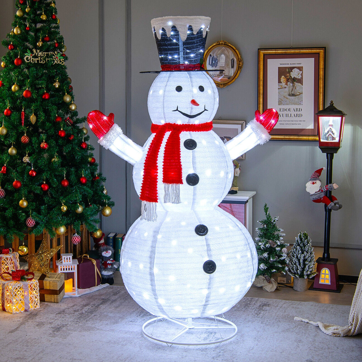 6 ft lighted snowman with top hat and red scarf by DirectDeals white body on Tampa Home & Garden Store