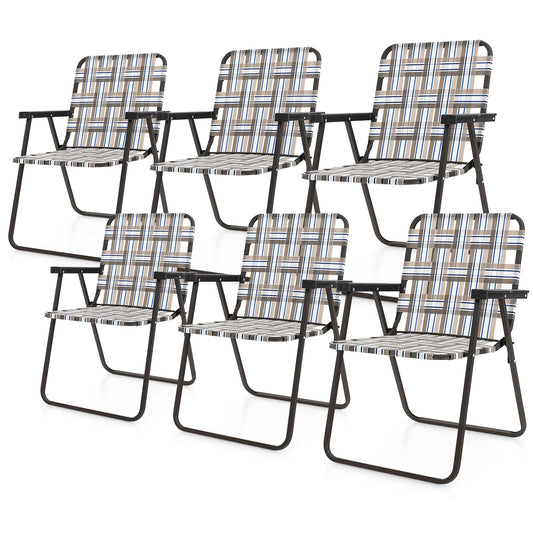 6 Pieces Folding Beach Chair Camping Lawn Webbing Chair - Tampa Home & Garden Store