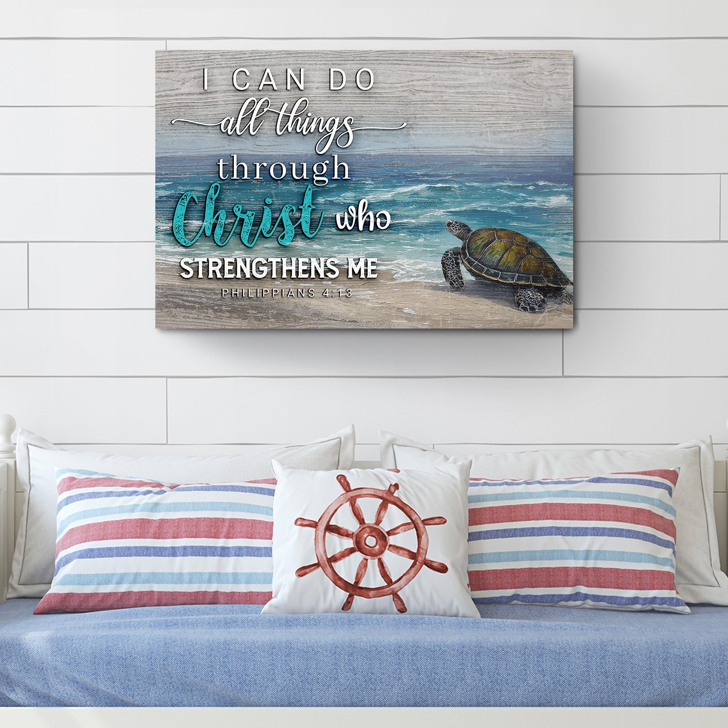 Tailored Canvases canvas I Can Do All Things Through Christ who Strengthens Me with turtle on Tampa Home & Garden Store
