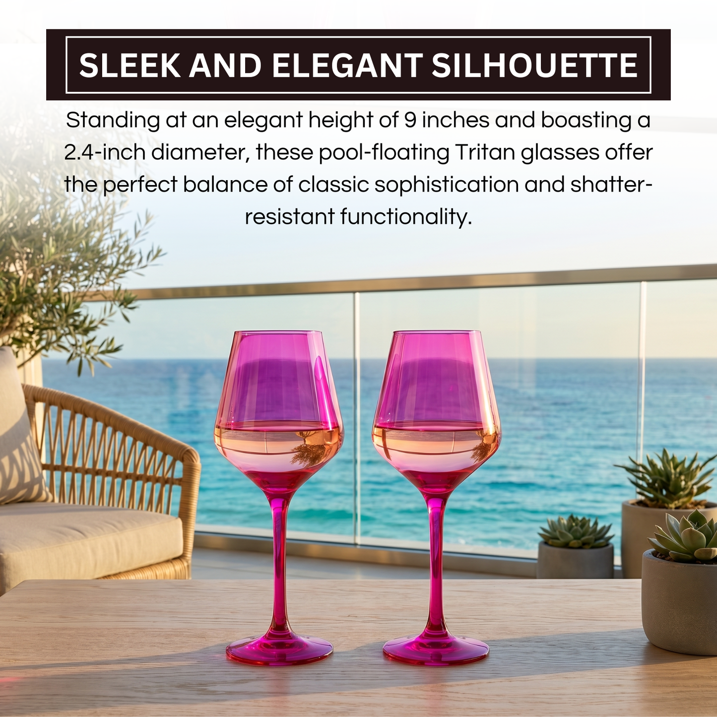 Valencia Pink Acrylic Wine Glasses Set of 2